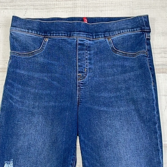 SPANX Jeans Women's L Large Blue Distressed Denim Skinny Stretch - Picture 5 of 11